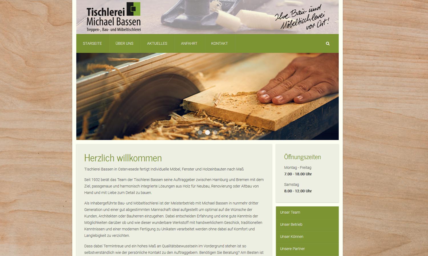 Webseiten Tischlerei Bassen